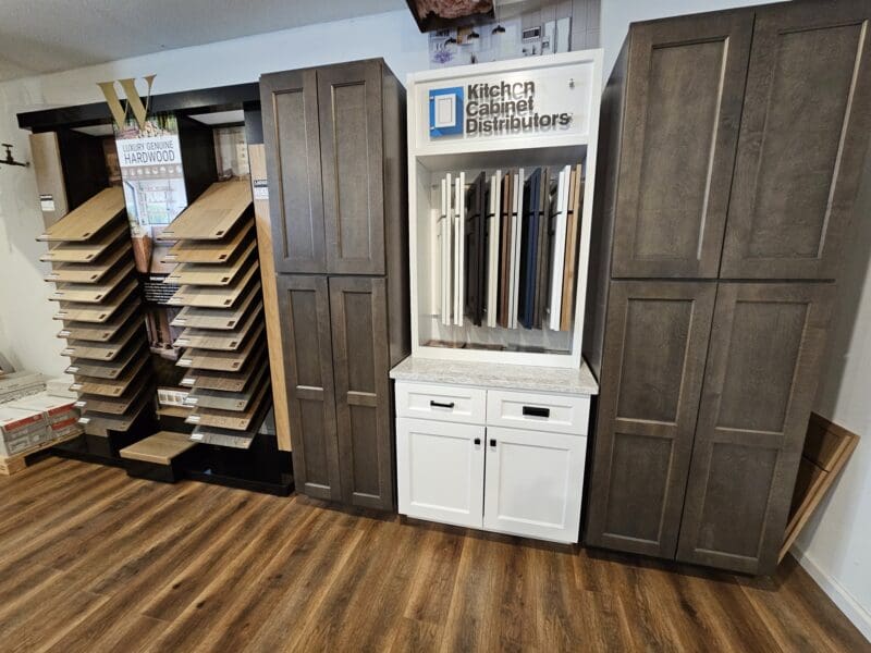 Samples and demo models of cabinetry options