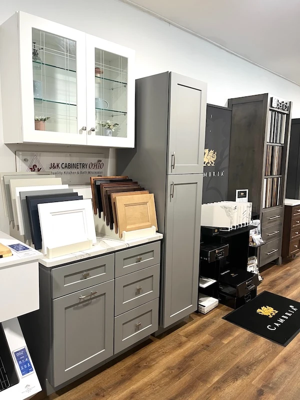 Samples and demo models of cabinetry options
